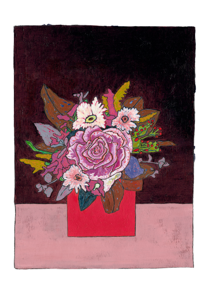 Kale in a Red Vase