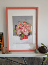 Load image into Gallery viewer, Limited Edition Prints - Pink Flowers in a Red Vase, Floral Art Series
